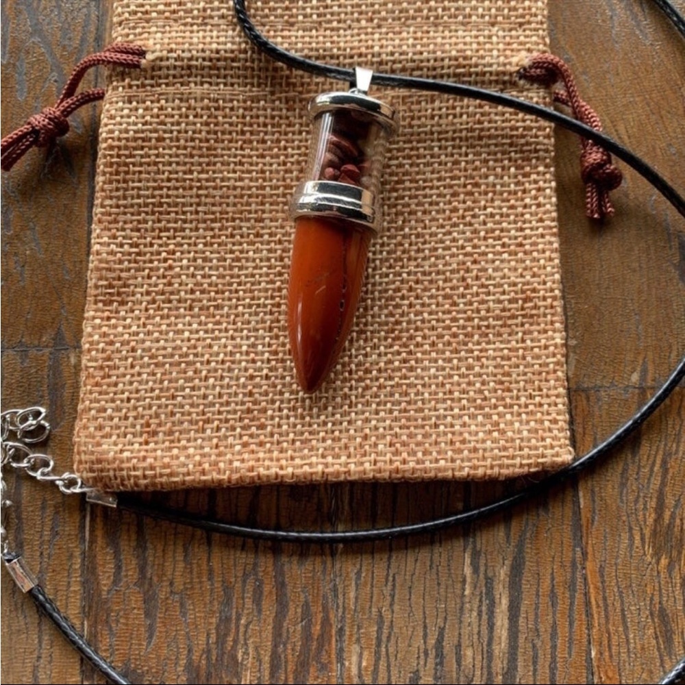 Red Jasper Necklace Crystal Bullet Necklace Unisex Red Jasper Necklace
